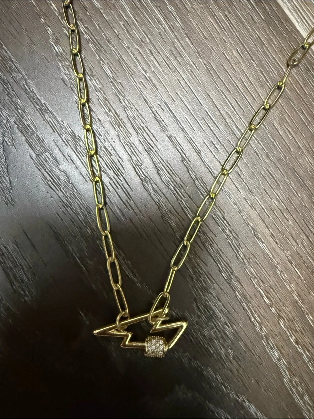 Gold Lightning Bolt Long Loop Necklace